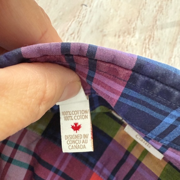 Men’s lipson sport Size medium plaid colorful button-down shirt Canada Canadian - Picture 9 of 9